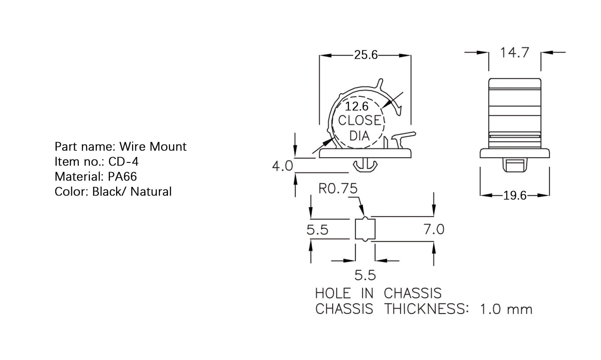 Plastic Wire Mount CD-4